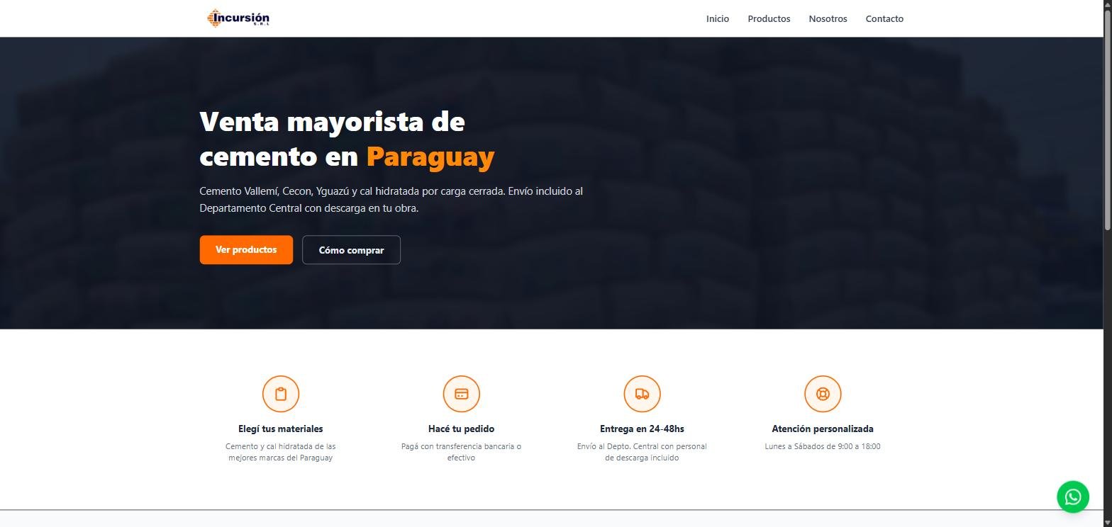 Captura del sitio web de Incursion SRL