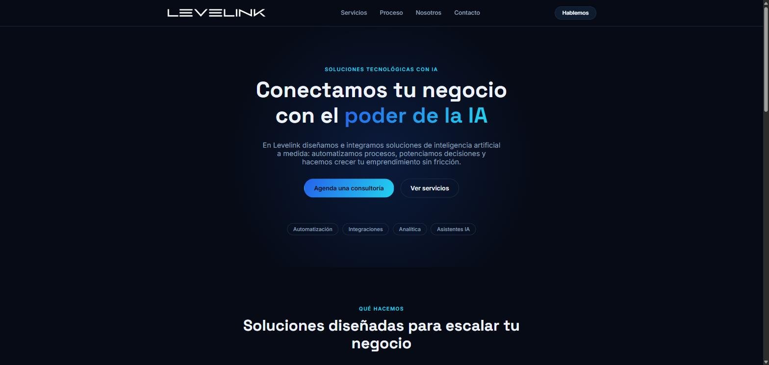Captura del sitio web de Levelink